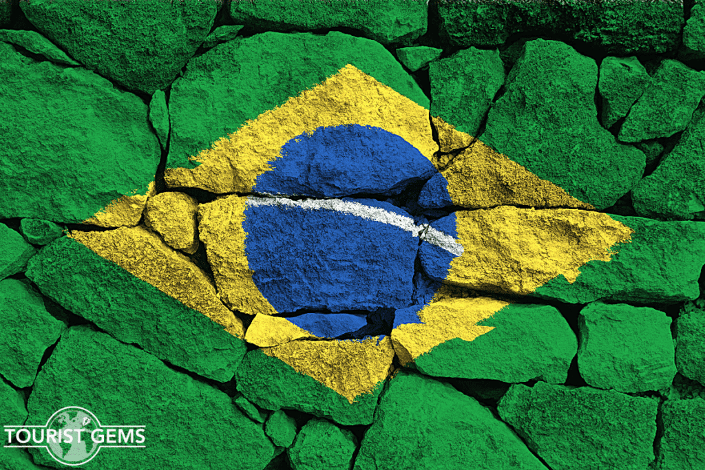 brazil flag on concrete